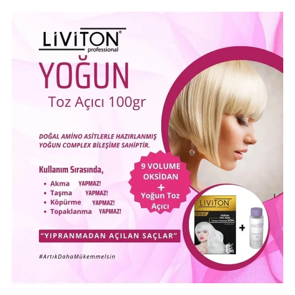 Liviton Professional Yoğun Toz Saç Açıcı 100 Gr + Oksidan 150 Ml - Görsel 2