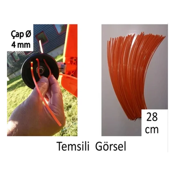 Hazır 85 Adet Kare Çubuk Motorlu Tırpan Misinası Bahçe Dayanıklı Ot Biçme İpi Çubuk 4 Mm (28 Cm) - Görsel 4