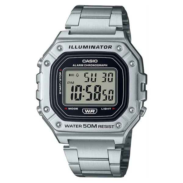 Casio Standart W-218HD-1AVDF Çelik Kordon Siyah Erkek Kol Saati - Görsel 6