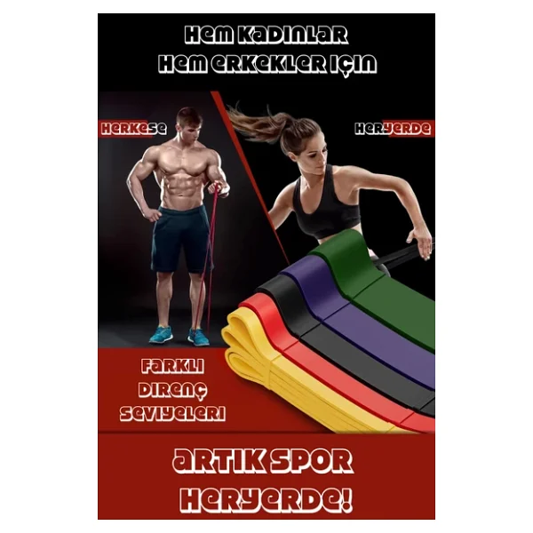 Telvesse 10lu TERA SET 5+15+25+35+45 KG + 5Li Pilates Direnç Bandı Barfiks Lastiği Loop Band Pembe Ton - Görsel 7