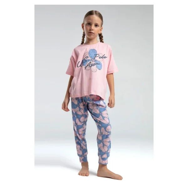 U.s. Polo Assn. Kız Çocuk Somon Kısa Kol Paça Lastikli Pijama Takım SOMON - Görsel 2
