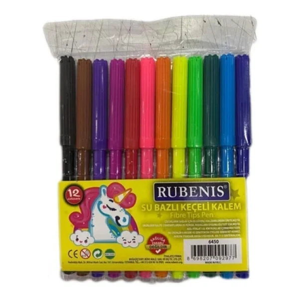 Rubenis 12 Renk Su Bazlı Keçeli Kalem - Görsel 3
