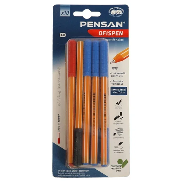 Pensan 1010 Ofispen 10'lu Karışık Renk Tükenmez Kalem - Görsel 5