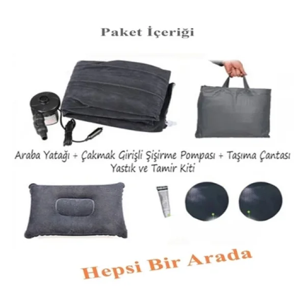 CARUB Araç İçi 12V Şişme Yatak Pompa + Yastık Seti - Görsel 9