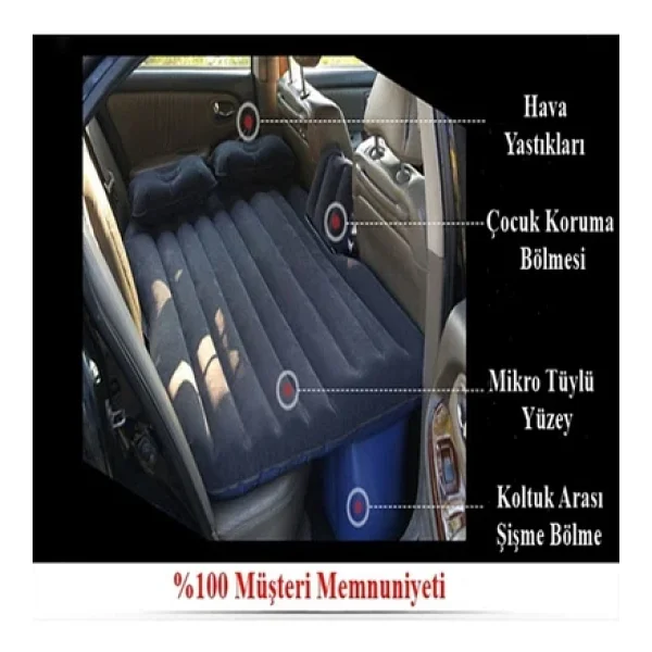 CARUB Araç İçi 12V Şişme Yatak Pompa + Yastık Seti - Görsel 6