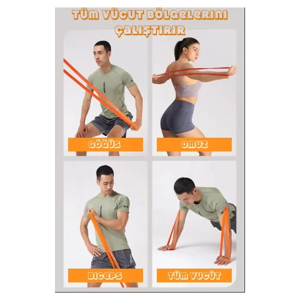 Telvesse 9lu TERA SET 5+15+25+35 KG + 5Li Pilates Direnç Bandı Barfiks Lastiği Loop Band Pembe Ton - Görsel 10