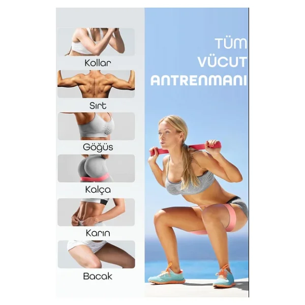 Telvesse 9lu TERA SET 5+15+25+35 KG + 5Li Pilates Direnç Bandı Barfiks Lastiği Loop Band Pembe Ton - Görsel 4