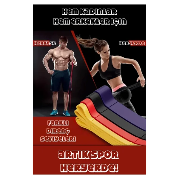 Telvesse 9lu TERA SET 5+15+25+35 KG + 5Li Pilates Direnç Bandı Barfiks Lastiği Loop Band Pembe Ton - Görsel 8