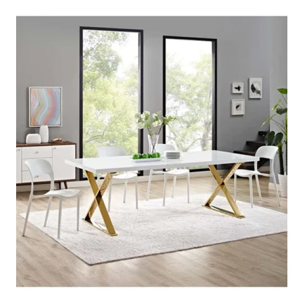 Hitit Dekorasyon Shine Gold Metal Yemek Masası - Görsel 2