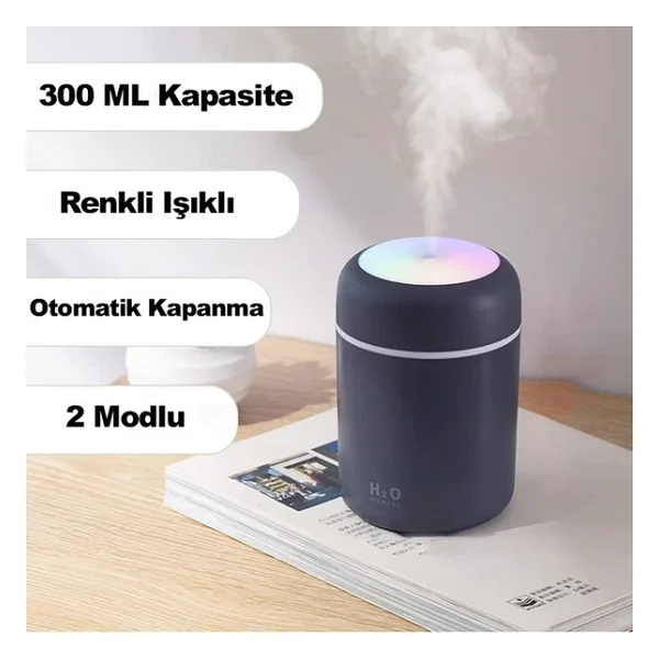 Robeve 300 ml Ultrasonik Hava Nemlendirici Ortam Nemlendirici Işıklı Hava Nemlendirici Buharlı Nemlendirici Buhar Makinesi ve Aroma Difüzörü H2O Nemlendirici Oda Nemlendirici Hava Temizleyici - Beyaz - Görsel 2