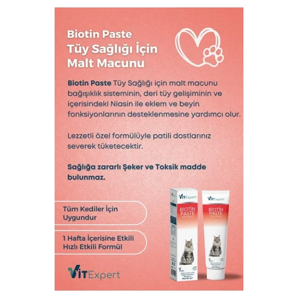 Vitexpert Biotin 100 gr Malt Kedi Macunu - Görsel 3
