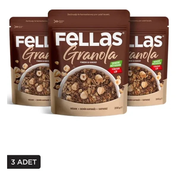Fellas Fındıklı ve Kakaolu Granola 200 gr 3'lü - Görsel 2