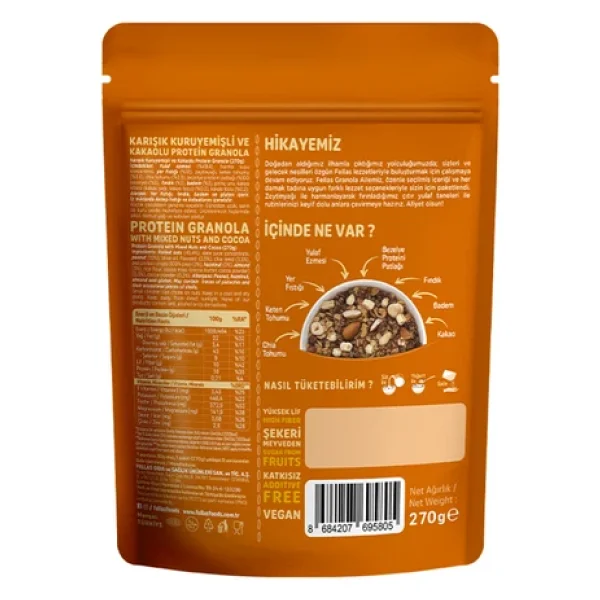 Fellas Protein Granola - Karışık Kuruyemiş & Kakao 270 G - 3'lü Paket - Görsel 7