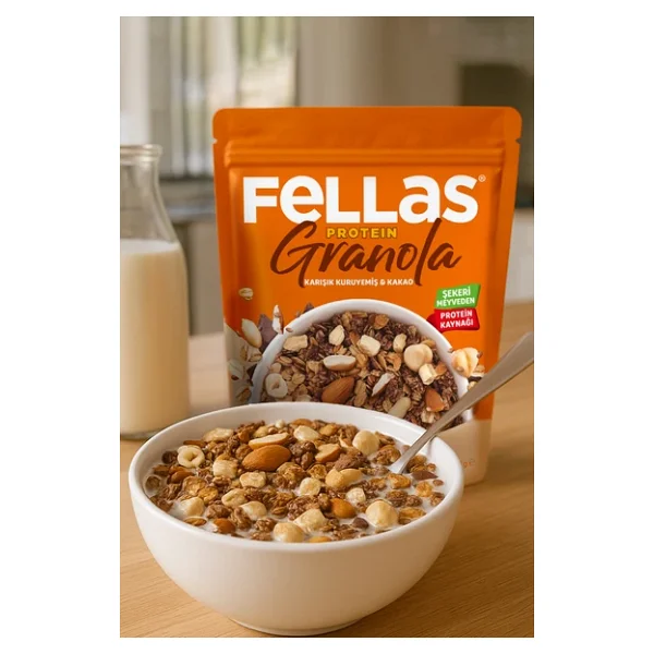Fellas Protein Granola - Karışık Kuruyemiş & Kakao 270 G - 3'lü Paket - Görsel 3