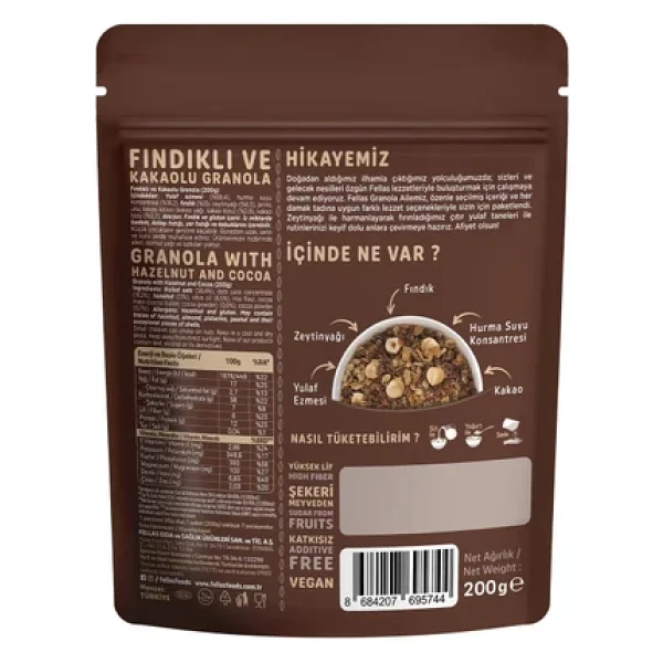 Fellas Fındıklı ve Kakaolu Granola 200 gr 3'lü - Görsel 4