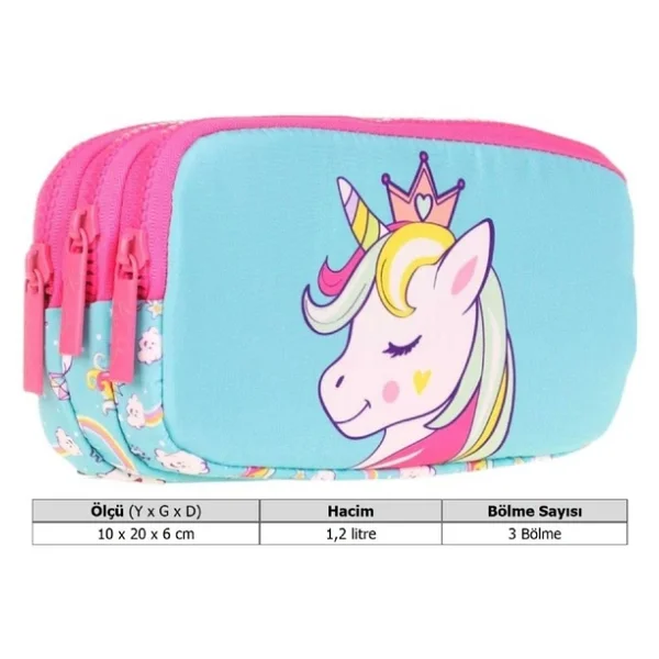 Kaukko L8155 Toys Unicorn 3 Bölmeli Kalemlik - Görsel 7