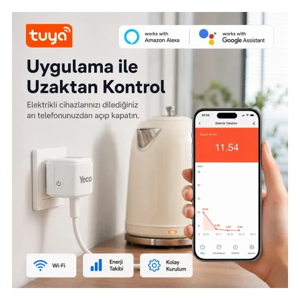 Yeco SP-16 Wi-Fi 2'li Akıllı Priz - Görsel 3
