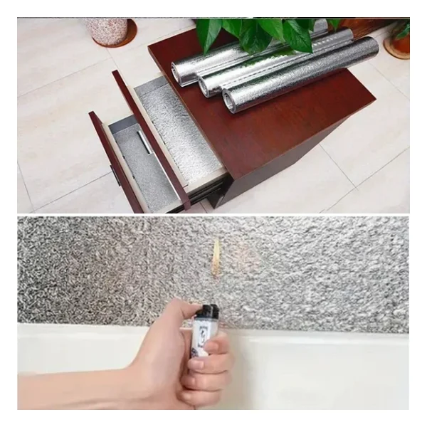 BUFFER Rulo Gümüş Alüminyum Folyo Duvar Kağıdı, Kendinden Yapışkanlı Raf İçi, Su Geçirmez Folyo 2 mt x 60 cm - Görsel 5