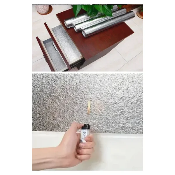 BUFFER Rulo Gümüş Alüminyum Folyo Duvar Kağıdı, Kendinden Yapışkanlı Raf İçi, Su Geçirmez Folyo 2 mt x 60 cm - Görsel 8