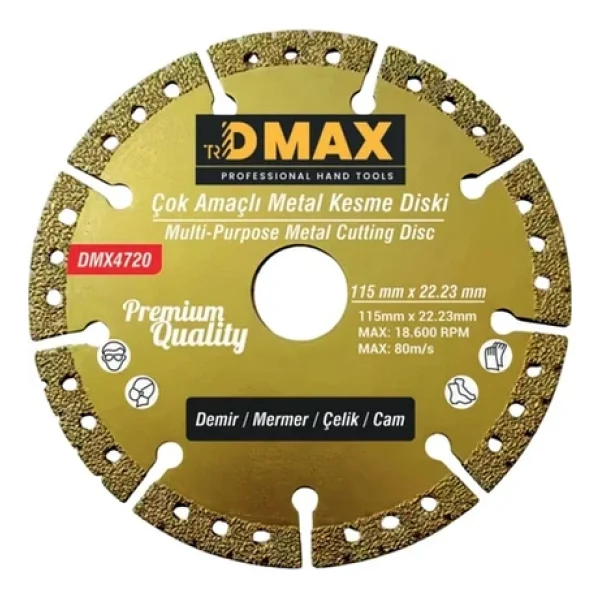 Dmax Çok Amaçlı Metal Kesme Disk 115Mm X 22-23Mm Dmx4720 - Görsel 3