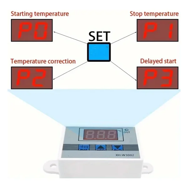 Dijital Termostat Xh-W3002 Led Ekranlı Sıcaklık Kontrol Cihazı 220V - Görsel 9