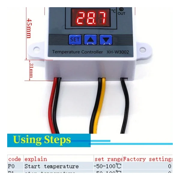 Dijital Termostat Xh-W3002 Led Ekranlı Sıcaklık Kontrol Cihazı 220V - Görsel 3
