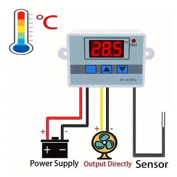 Dijital Termostat Xh-W3002 Led Ekranlı Sıcaklık Kontrol Cihazı 220V - Görsel 7