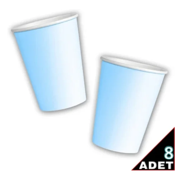 Makaron Karton Bardak, 8 Adet - Mavi - Görsel 2