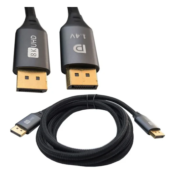 Display 8k Uhd V1.4 Kablo 8k V1.4 Örgülü Display Port Erkek Erkek Kablo 2m - Görsel 5