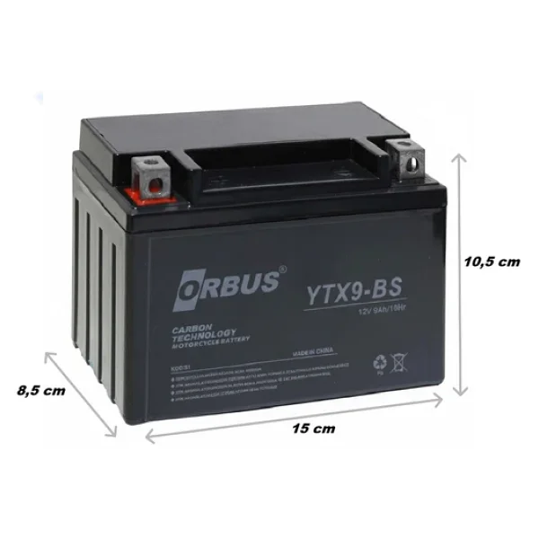 Orbus YTX9-BS 12 V 9 Ah Karbon Motosiklet Aküsü - Görsel 6