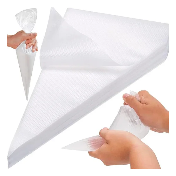 Tek Kullanımlık Şeffaf Naylon Krema Sıkma Torbası - 30 Cm. - 40 Adetlik 1 Paket Şeffaf - Görsel 2