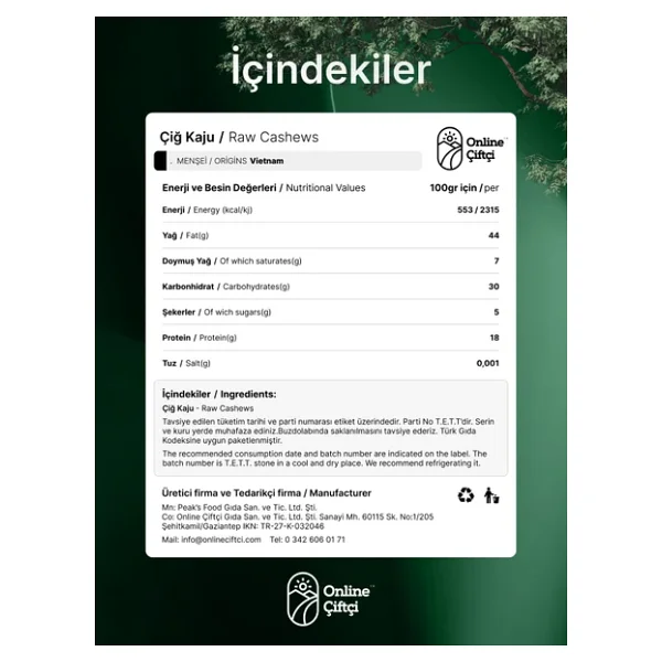 Online Çiftçi Çiğ Kaju 400 gr - Görsel 4