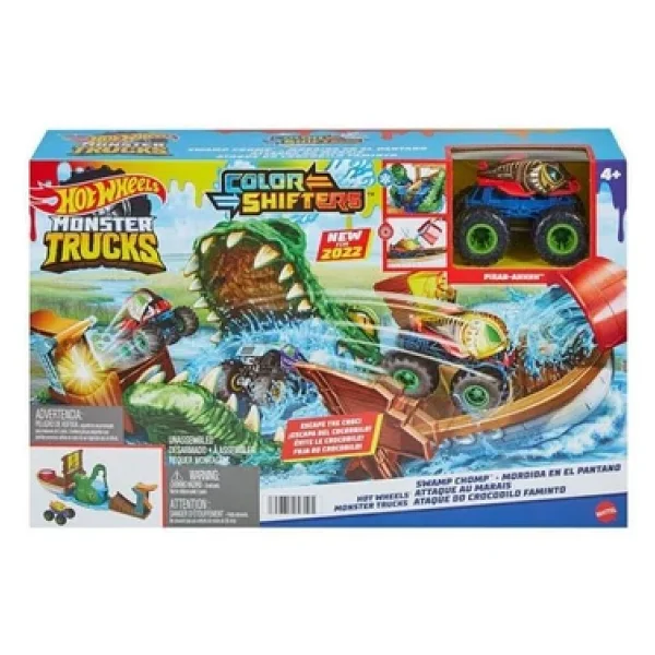 Hot Wheels Monster Trucks Renk Değiştiren Araçlar Timsahtan Kaçış Oyun Seti HGV14 - Görsel 9
