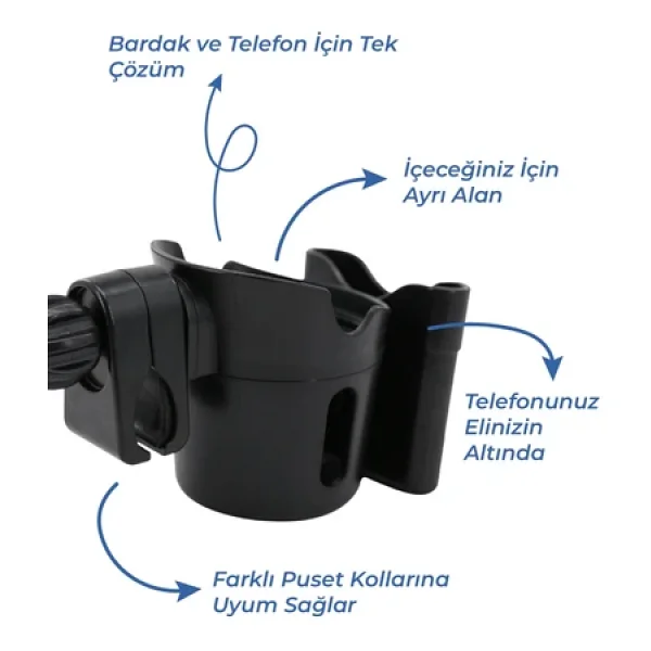 Babyjem Bebek Arabası & Motosiklet & Bisiklet & Biberon & Bardak Tutucu Telefon Tutucu - Görsel 4