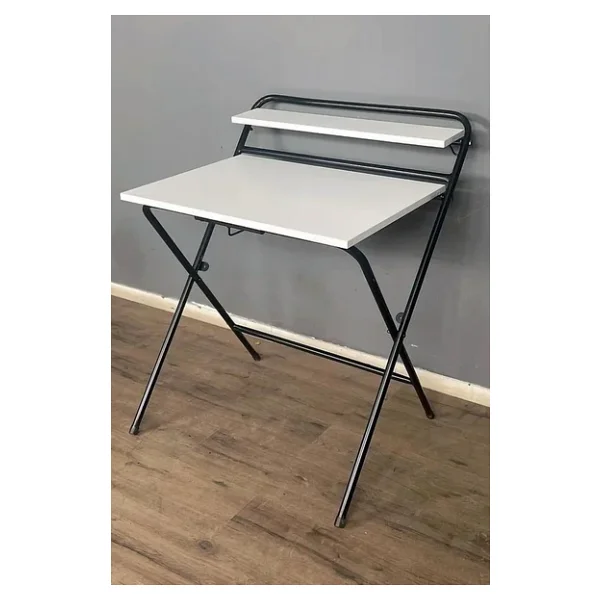 Lich Metal Ayaklı Katlanır Çalışma Masası Beyaz Raflı Laptop Sehpası Çizim ve Ders Masası - Görsel 5
