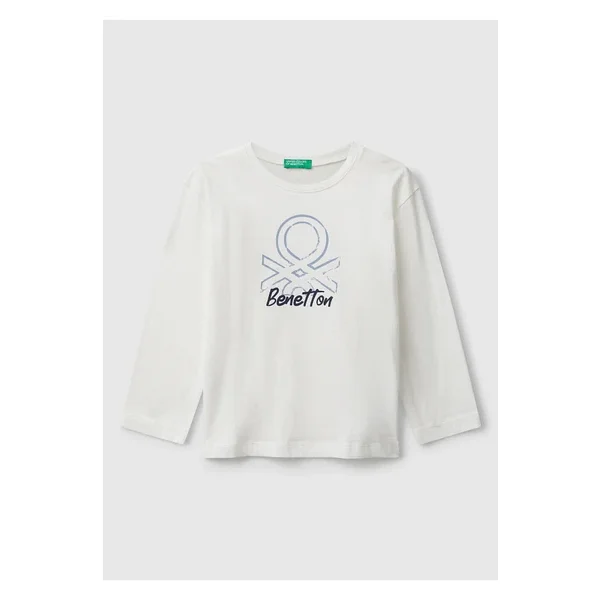 Erkek Çocuk Organik Pamuklu Önü Logo Baskılı Uzun Kollu Jarse T-shirt - Görsel 7