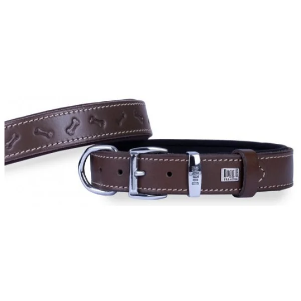 Doggie Comfort Deri Kemik Desenli 2.5x37-45 cm Kahverengi Köpek Boyun Tasması - Görsel 9