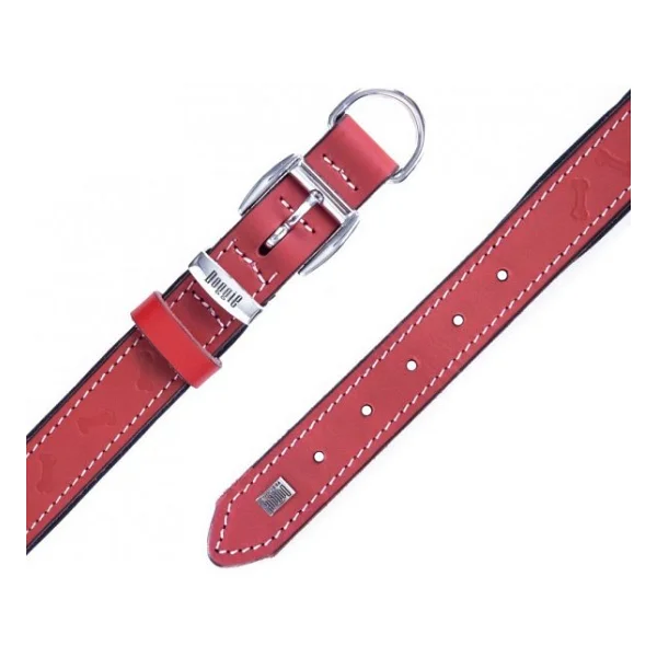 Doggie Comfort Deri Kemik Desenli 2.5x37-45 cm Kırmızı Köpek Boyun Tasması - Görsel 6