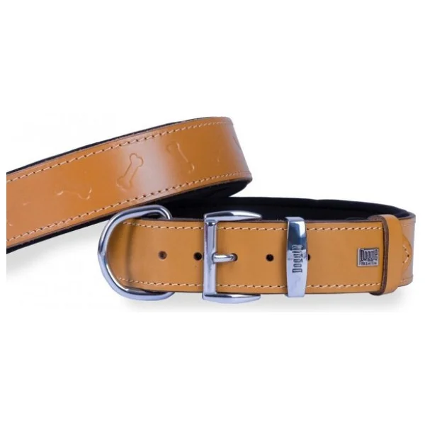 Doggie Comfort Deri Kemik Desenli 4x52-60 cm Camel Köpek Boyun Tasması - Görsel 3