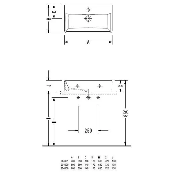 Serel 2041TXS110H Tezgah Üstü 35 X 40 cm Dikdörtgen Lavabo - Görsel 6