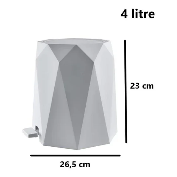Omnipazar Elf-476 Geo Plastik Pedallı Çöp Kovası 4 Litre - Görsel 6