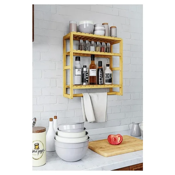 Digithome Bambu Mini 8 Form Organizer Mutfak ve Banyo Düzenleyici Askılı Duvar Rafı Havluluk DB-0028 - Görsel 3