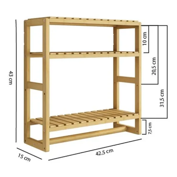 Digithome Bambu Mini 8 Form Organizer Mutfak ve Banyo Düzenleyici Askılı Duvar Rafı Havluluk DB-0028 - Görsel 8