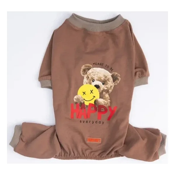 Pawstar Happy Teddy Küçük Irk Köpek Penye Tulum Pijama - Görsel 3