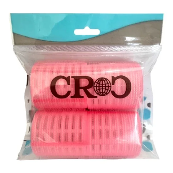 Croc 4Lü Büyük Boy Plastik Bigudi Pembe Cb23 - Cırtlı Yapışkanlı Saç Bigudisi - Görsel 2