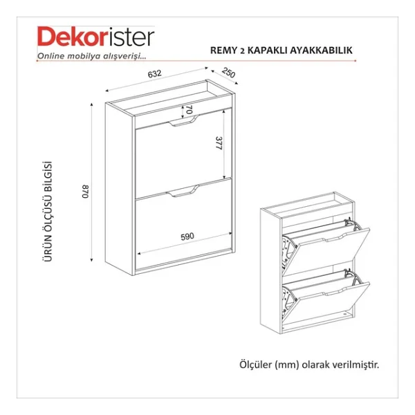 Dekorister Remy 2 Kapaklı Ayakkabılık - Görsel 7