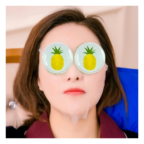 Ananas Desenli Soğuk Sıcak Jel Göz Maskesi Buz Rahatlatıcı Kozmetik Yüz Yogası 2'li Maske - Görsel 6