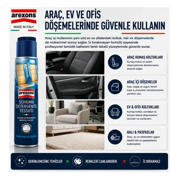 Arexons Kumaş Ve Döşeme Temizleyici Köpük 400 ml - Görsel 6