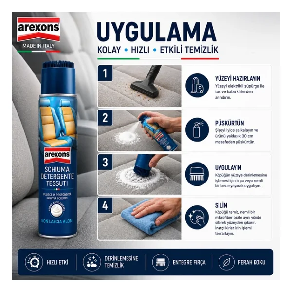 Arexons Kumaş Ve Döşeme Temizleyici Köpük 400 ml - Görsel 4