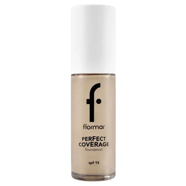 Flormar Perfect Coverage Yarı Parlak Bitişli SPF 15 100 Light Ivory 30 ml Likit Fondöten - Görsel 5
